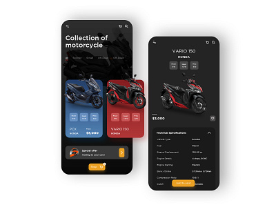 Motorcycle Shopping App app design shop ui ux