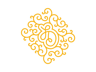 LD Monogram d floral initials l moniker monogram pattern stamp wedding yellow