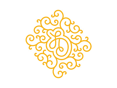 LD Monogram d floral initials l moniker monogram pattern stamp wedding yellow