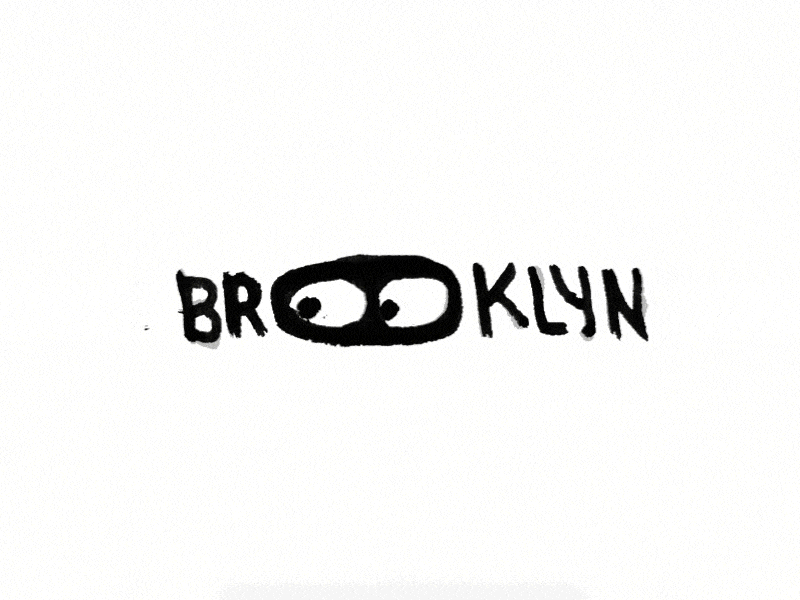 BR👀KLYN animated animation black brooklyn eyes gif hand drawn logo sketch white