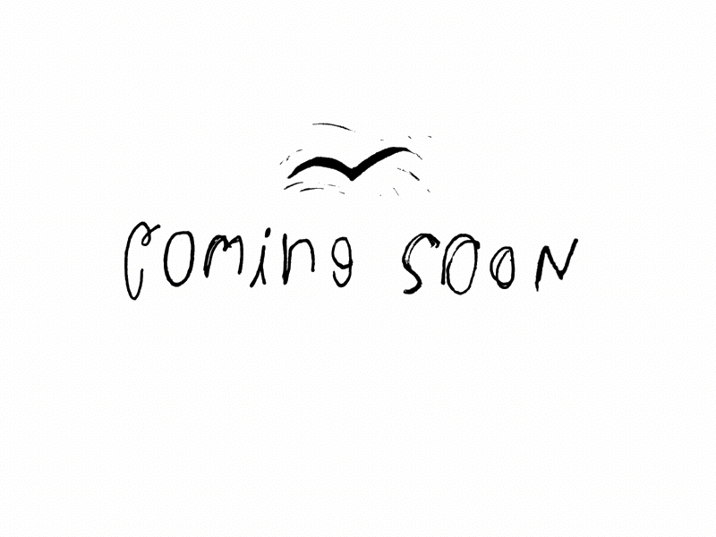 Coming Soon bird black and white block print font hand hand lettering handmade ink linocut print printmaking script