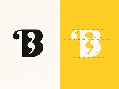 "B" b black brand identity branding deconstructed development flat identity identity design logo process yellow