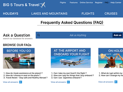 Travel Agency FAQs Page