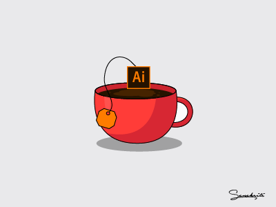 My cup of tea adobe illustrator creativity cup design doodle flat graphics illustration red tea vector