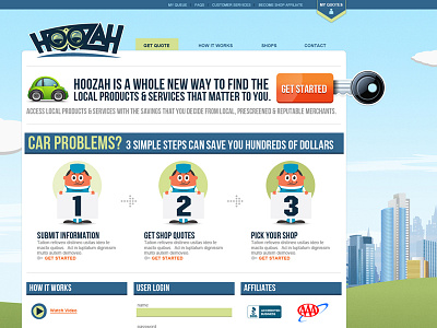 Hoozah Web Design automotive cartoon graphic design interface layout ui ux web design