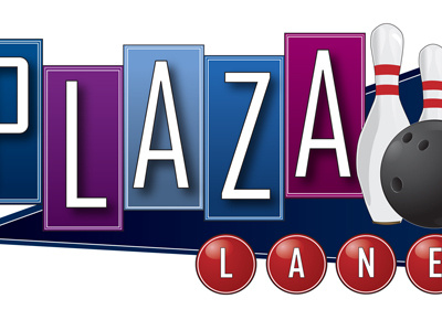 Plaza bowling design logo retro