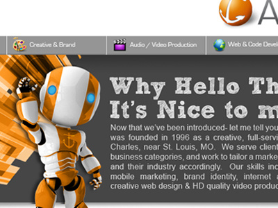 Agency Site anchor brand gray home mascot orange page web design