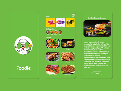 Foodie -Mobile app adobexd design figma food app food mobile app frontenddesign illustration logo ui uidesign uiux webdesign