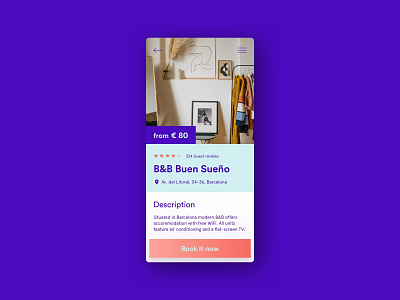 Hotel booking booking colorful design mobile ui