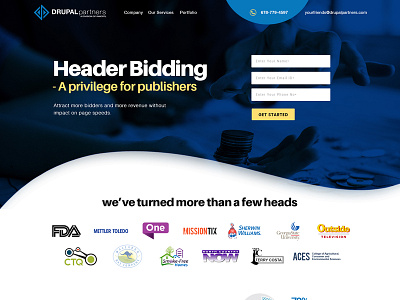 Header Bidding landing Page design mobileapp typography ui ux web webdesign webdesigner