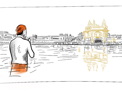 Golden temple art creative design ideas sketch