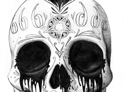 Dia de los Diablos art graphite illustration skull