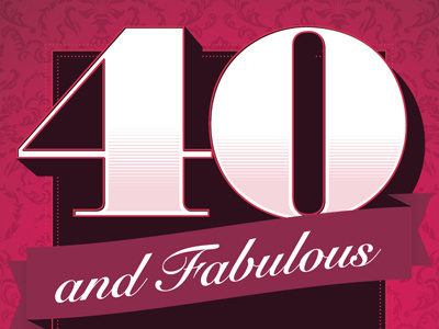 40 and Fabulous invitation numbers textures typography