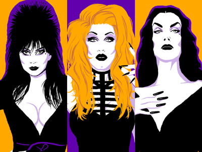 Ladies of the Night camp drag drag queen elvira illustration sharon needles vampira