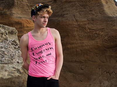 Charisma, Uniqueness, Nerve, and Talent Tank top drag drag queen drag race graphic design lettering rupaul screenprint screenprinting tank top typography