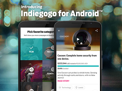 Indiegogo for Android advertising android announcement app indiegogo marketing