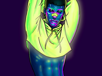 Neon Waka Shame Illustration (June 2018) digital illustration fan art illustration