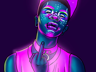 Neon Dollya Black Illustration (July 2018) digital illustration fan art illustration