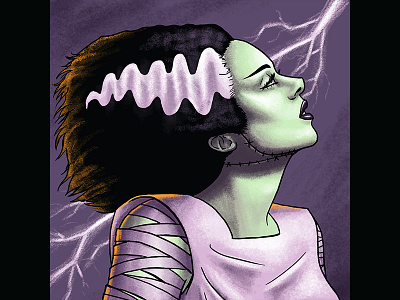 Bride of Frankenstein classic horror classic monsters digital illustration fan art horror horror movie illustration retro universal monsters