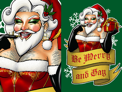 Santa Claus the Bearded Queen Illustration christmas digital illustration graphic design illustration lettering merchandise design santa claus t shirt design typography