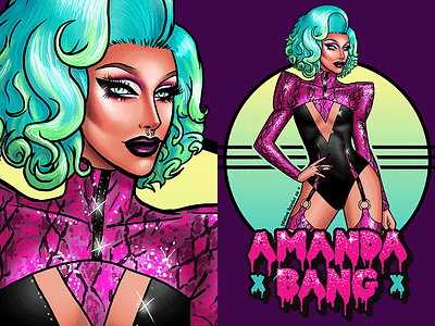 Amanda Bang branding digital illustration drag drag queen fan art graphic design illustration lettering merchandise design t shirt design typography