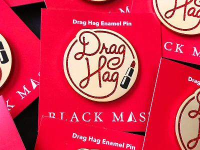 Drag Hag Enamel Pin + Card Backing branding design digital illustration drag queen enamel pin graphic design lettering merchandise design packaging design typography