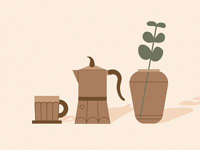 Distance Coffee 2d berlin brown caffeine caffè ceramic coffee drink flat illustration moka nature plants