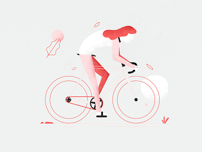 Cyclist Lady 2d character bicycle bicycles bike character cyclist design fall flat girl illustration leaves pink riding roadbike texture