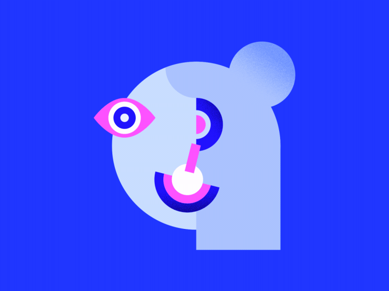 Face - Woman 2d animation blue character earrings eye face flat gif girl illustration loop vector woman