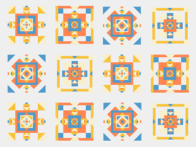 four of the same (ish) geometric illustration pattern shapes vector