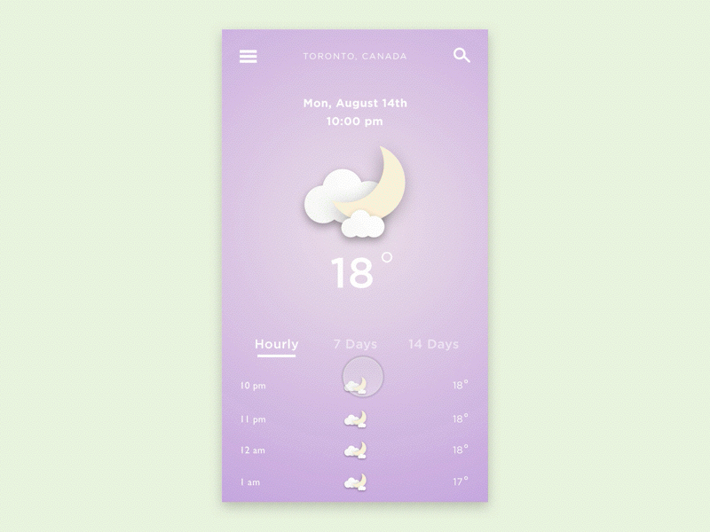 Weather App (DailyUI Challenge) animation challenge dailyui design principle ui ux