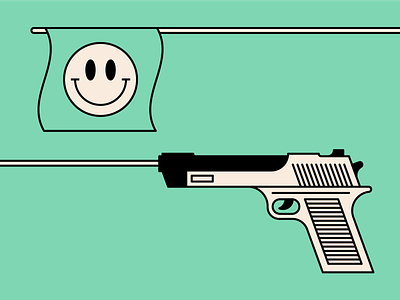 Smile! colour face geometric gun illustration shape simple smile