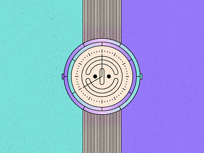 Positive O'clock colour face geometric happy illustration positive shape simple time watch