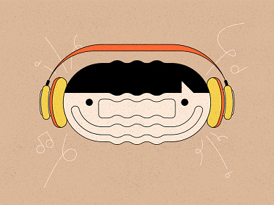Music face geometric headphones illustration music person texture