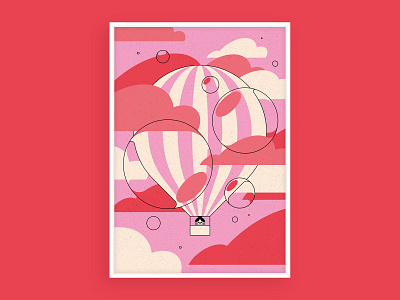 Adventure art print bubbles colour design geometric hot air ballon illustration print