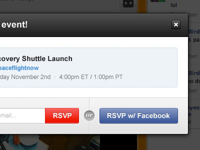 Rsvp Overlay email event facebook lightbox overlay rsvp