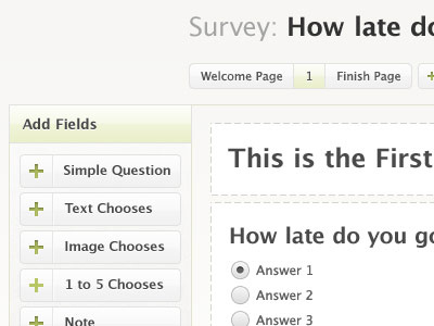 Create Survey interface survey ui