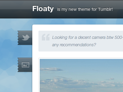 'Floaty' Tumblr Theme flags float floating icons install sash theme themes tumblr twitter