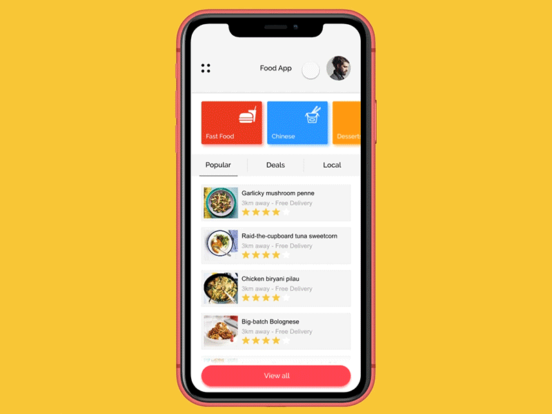 Food App Interaction app food app invision studio prototype ui user experince design user inteface design ux