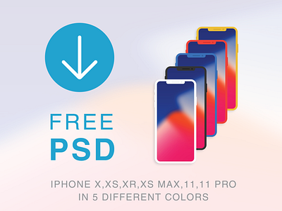 Free Iphone X, XS, XS Max, 11, 11 Pro PSD Mockup