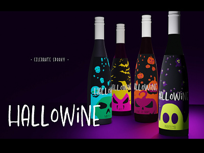 Dribbble Prompt 115- Hallowine 3d advertisement blender branding dribbble prompt festive design graphic design halloween holiday design label design modeling specialty drinks weekly prompt wine label