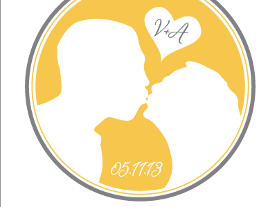 V + A save the date silhouette vector wedding