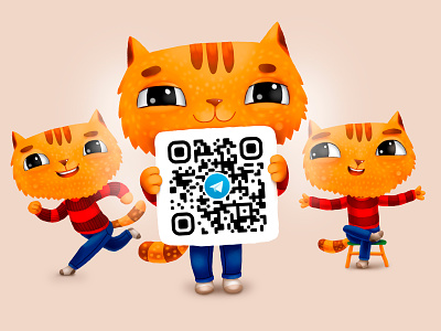 QR Cote for Davici cartoon cat cg character children illustration kids mascot