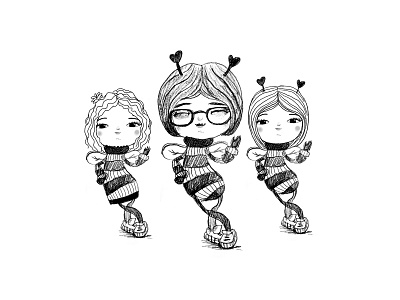 Beewoman Sketch cartoon cg character children illustration kids love sketch smile woman