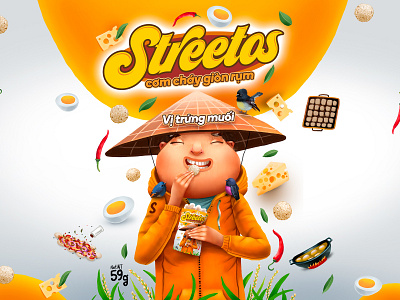 Streetos Chips Character Design & Package cartoon cg character children chips illustration kids package smile vietnam