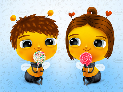 Bumble Baby Sugar Candy bee candy cartoon cg character children food friendship illustration kids love smile