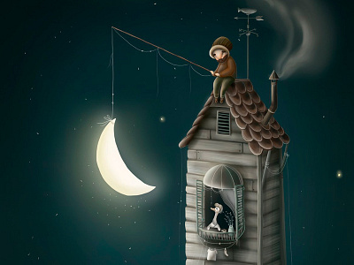 Invite Katya to Dribbble? art book children illustration kids moon