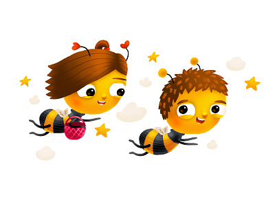 Bumble Babies Flying bee brand cartoon cg character children illustration kids love mascot smile