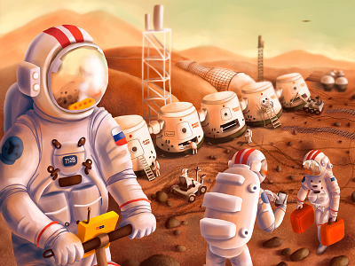 Space Calendar 4 expedition illustration mars rocket space spaceman