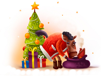 Horsy for mail.ru gifts horse illustration new year presents star